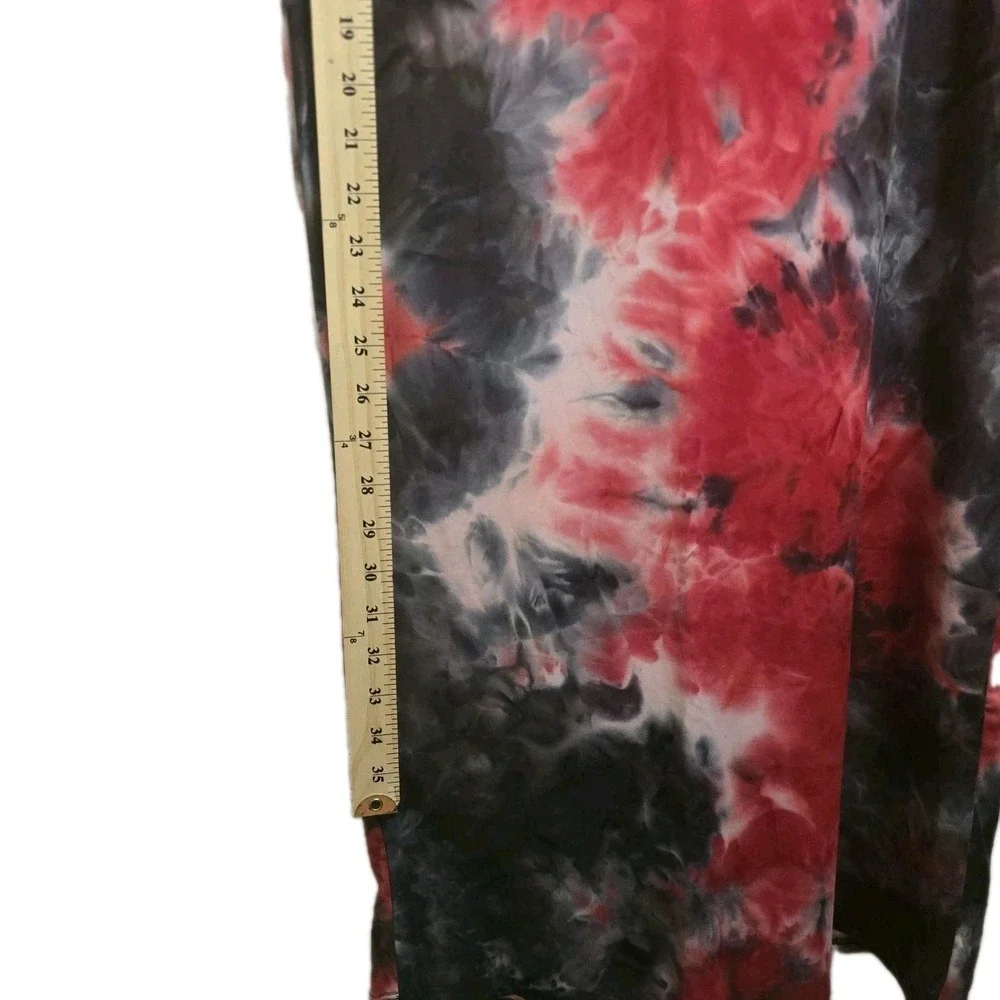 Say Anything Women's‎ L Tie Dye Crop Tank & Maxi Skirt Set Red Black Stretch USA